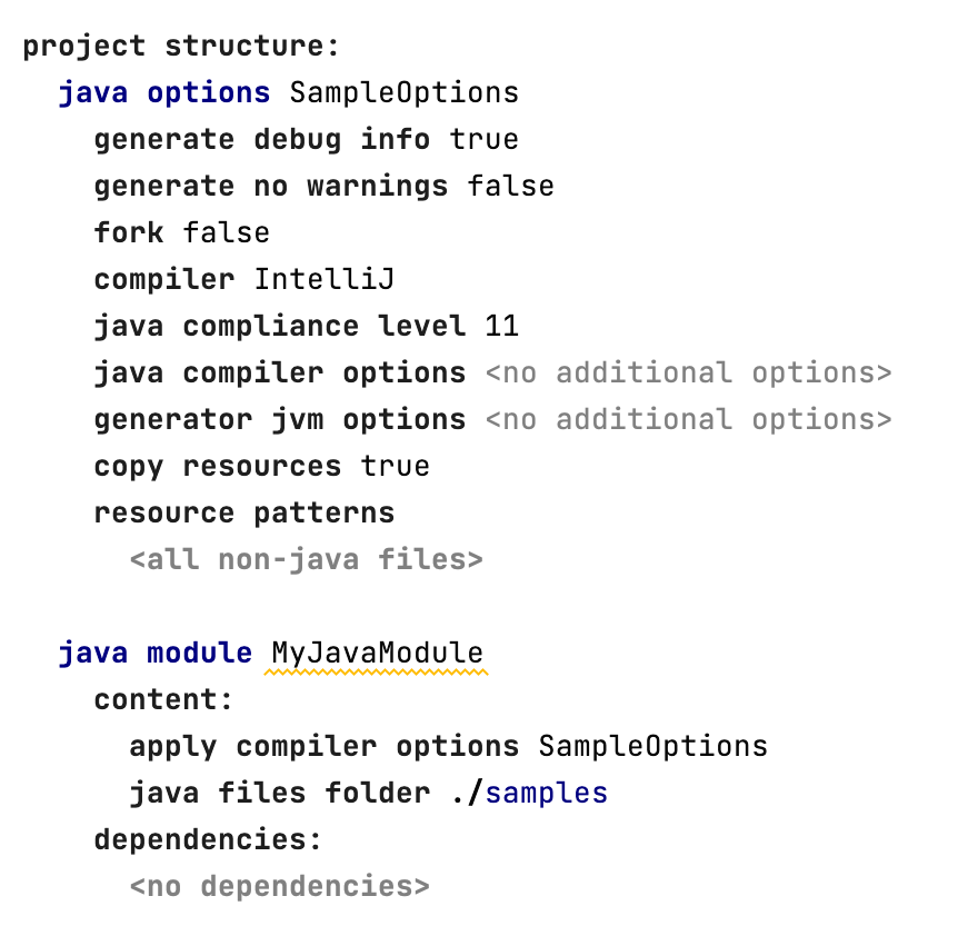 Java options definition