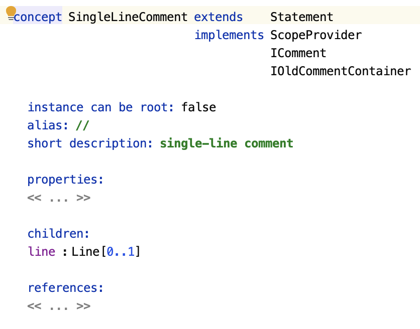 SingleLineComment defintion