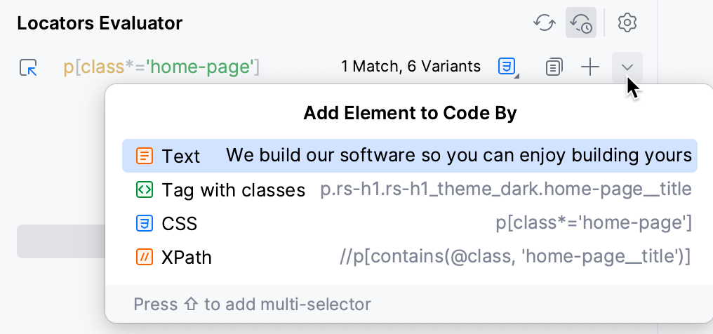 Add elements to code by