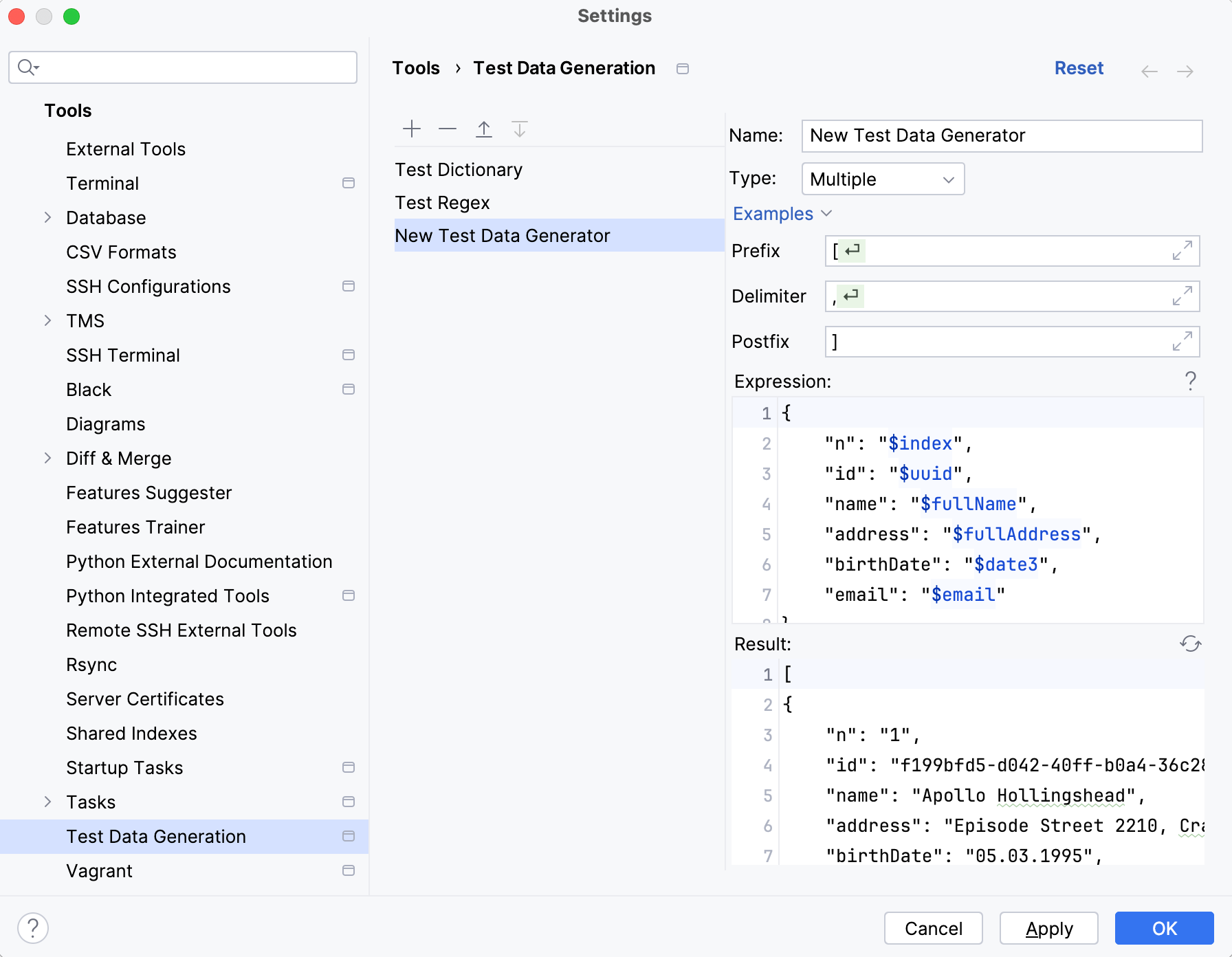 Create a custom multiple type generator