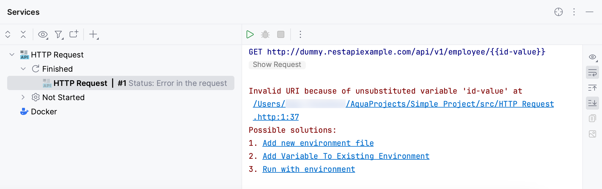 Unresolved Variable in HTTP request notification