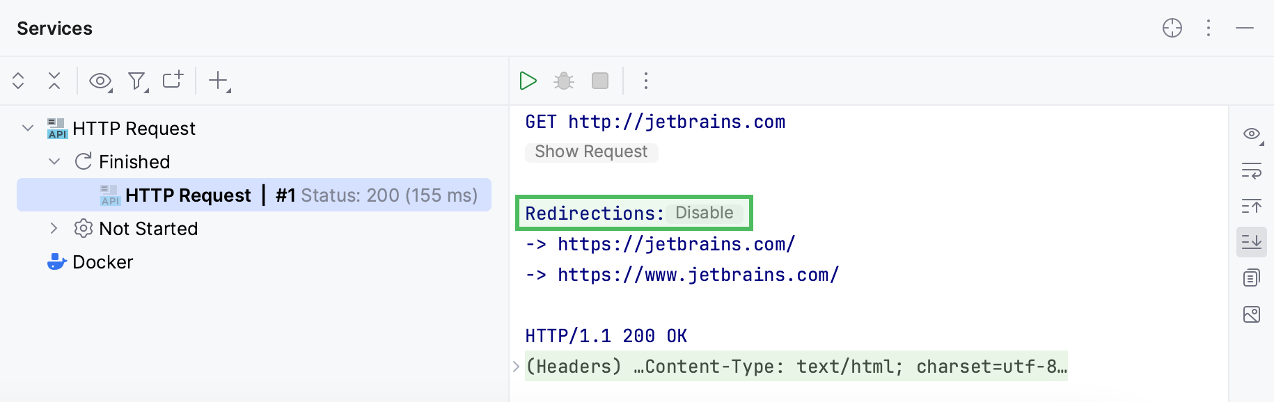 HTTP response with redirections
