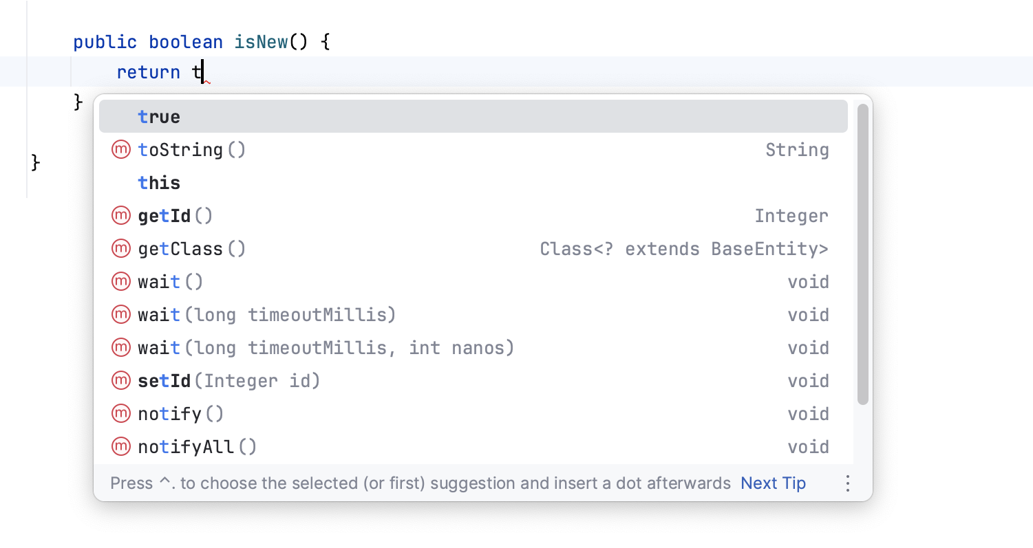 Basic code completion