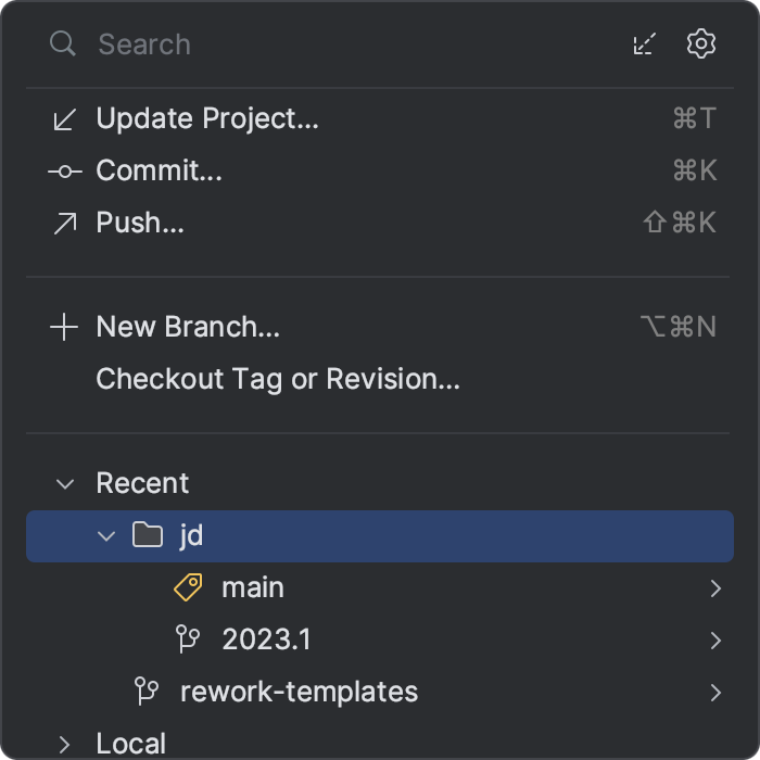Manage Git branches PyCharm Documentation