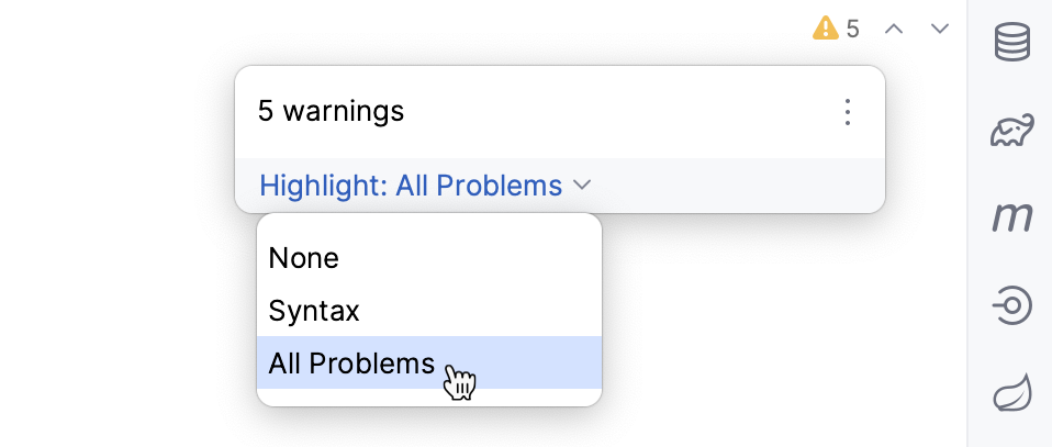 Changing highlighting level for a file