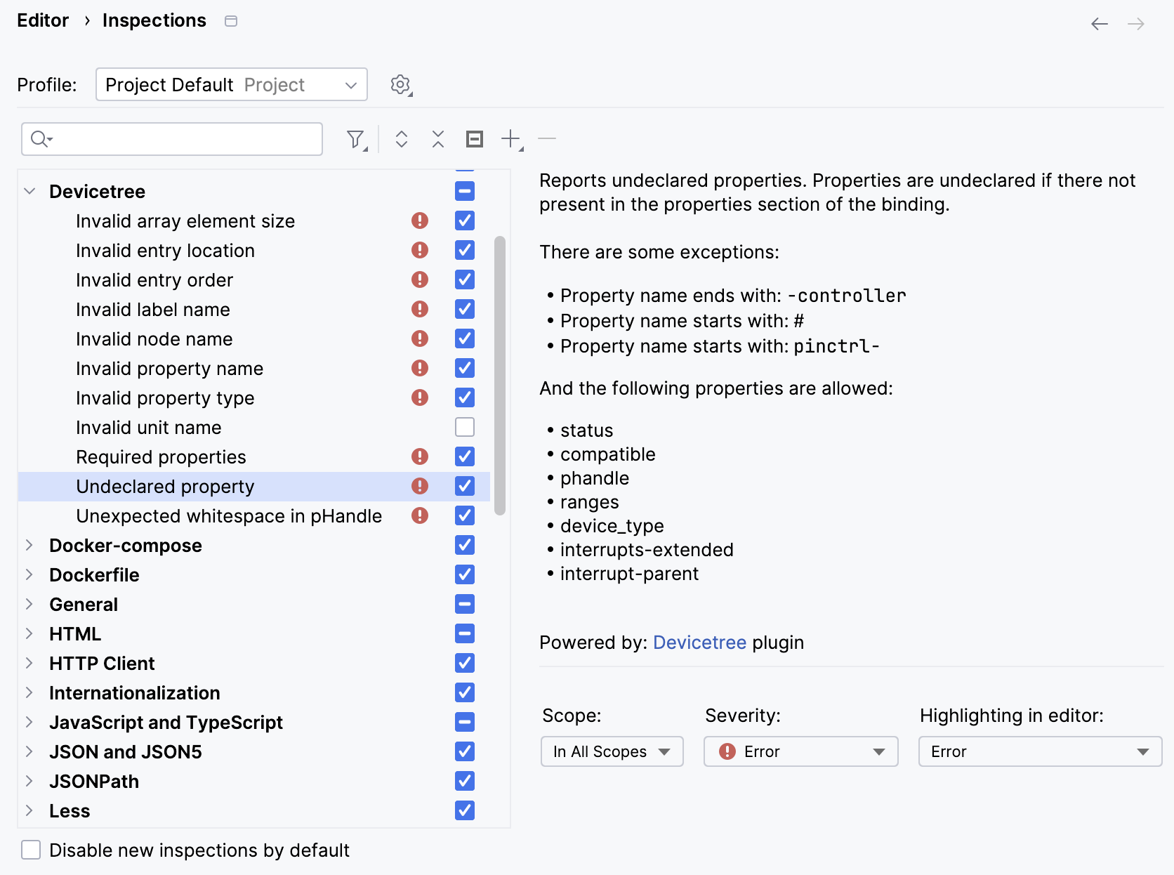 Devicetree inspections