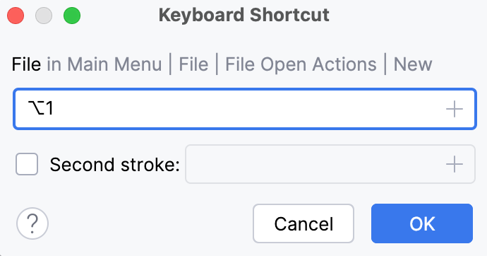 Assigning a keyboard shortcut for New Empty File
