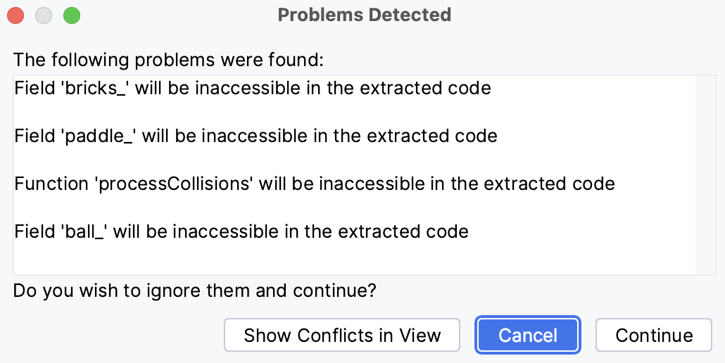 Problems detected during Extract Superclass