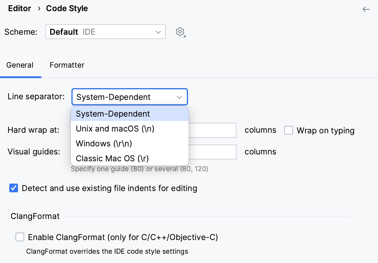 Line Separator for new files