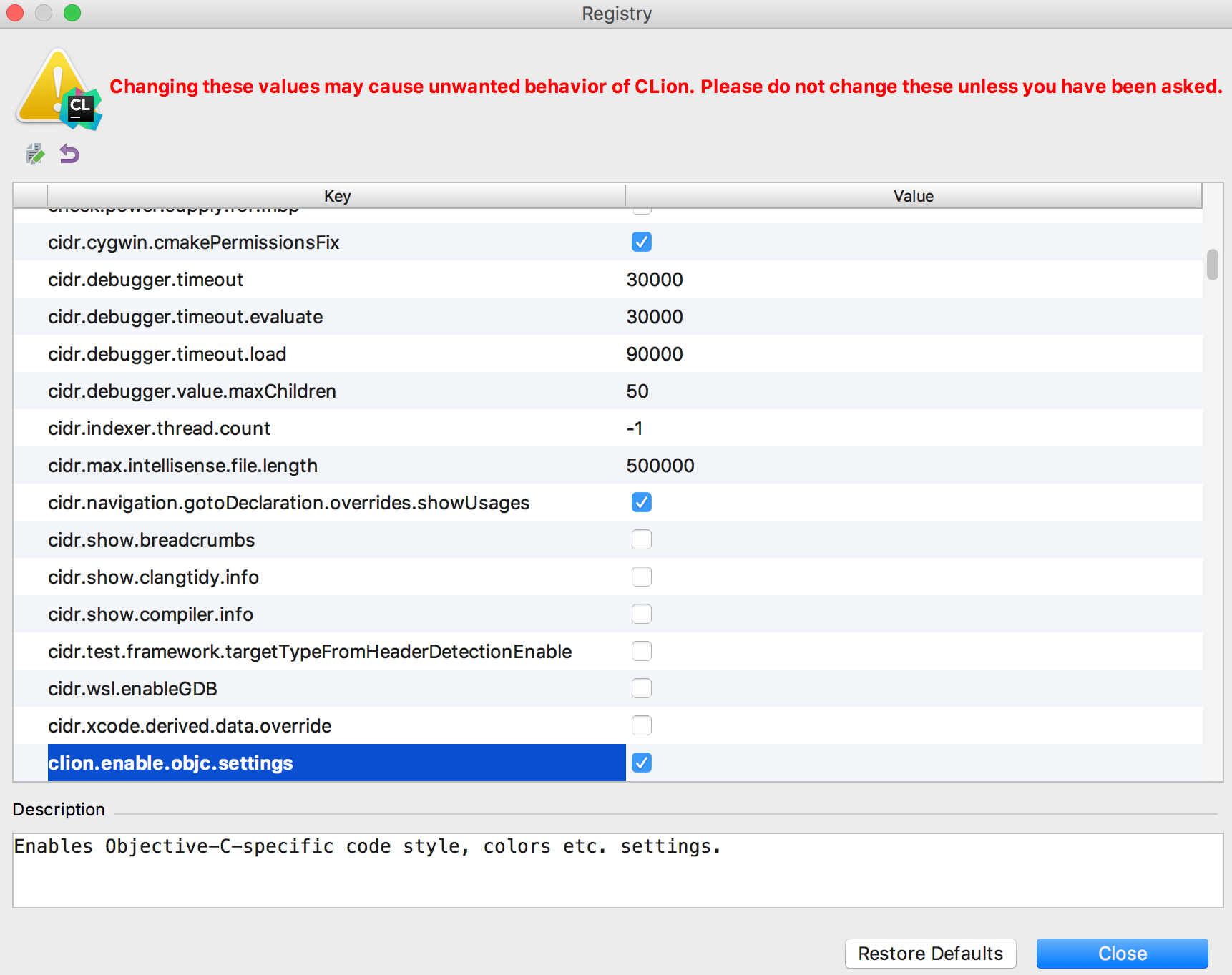 Enabling Objective-C/C++ in the registry