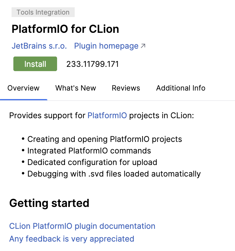 PlatformIO plugin install