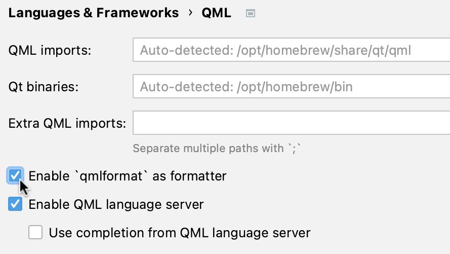 启用 qmlformat