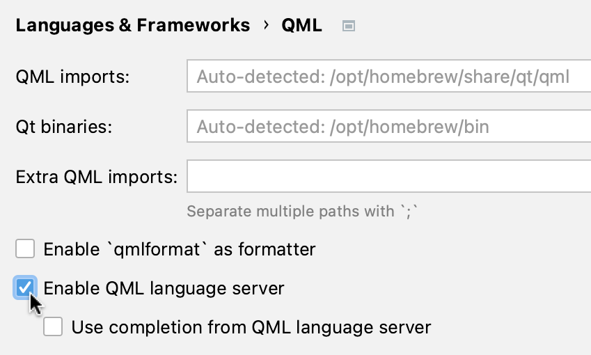 启用 QML 语言服务器