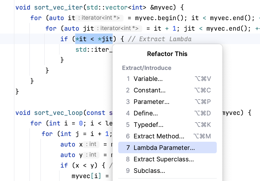 Extract Lambda Parameter option in Refactor This