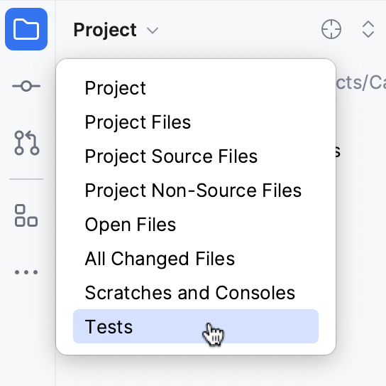 Tests scope in Project view