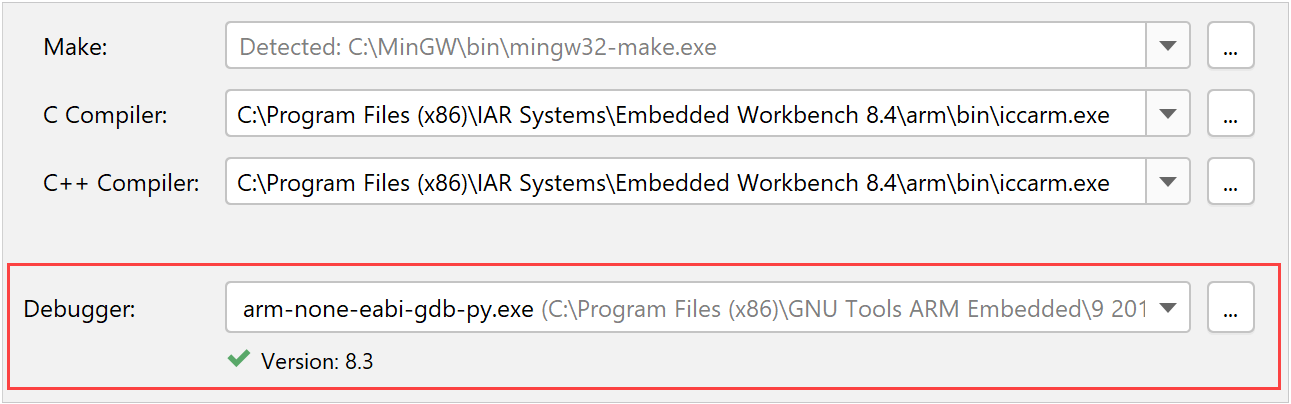 GDB debugger for the IAR toolchain