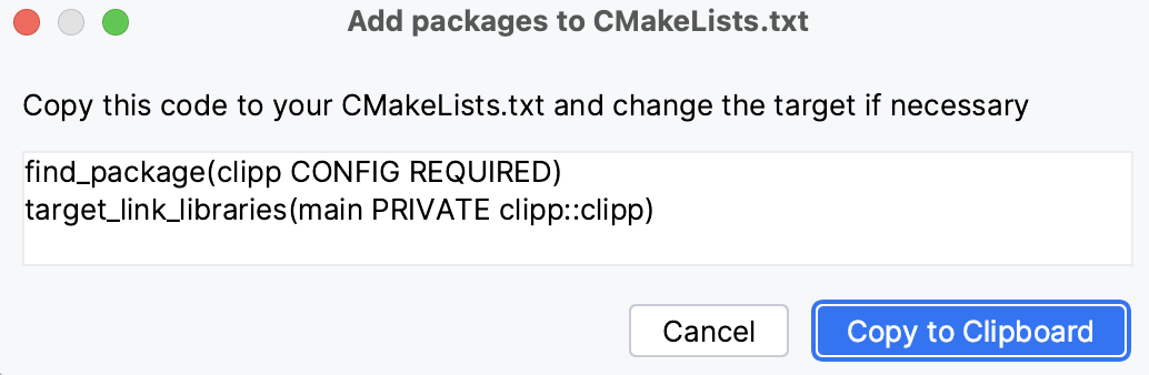 Code to paste in CMakeLists.txt