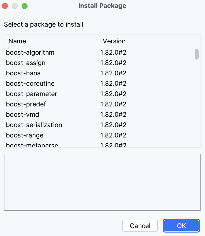 Package candidates dialog