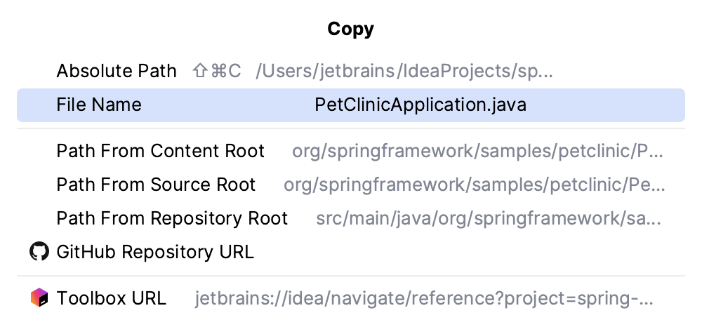 Copy path