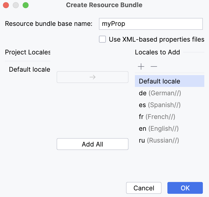 Create resource bundle dialog