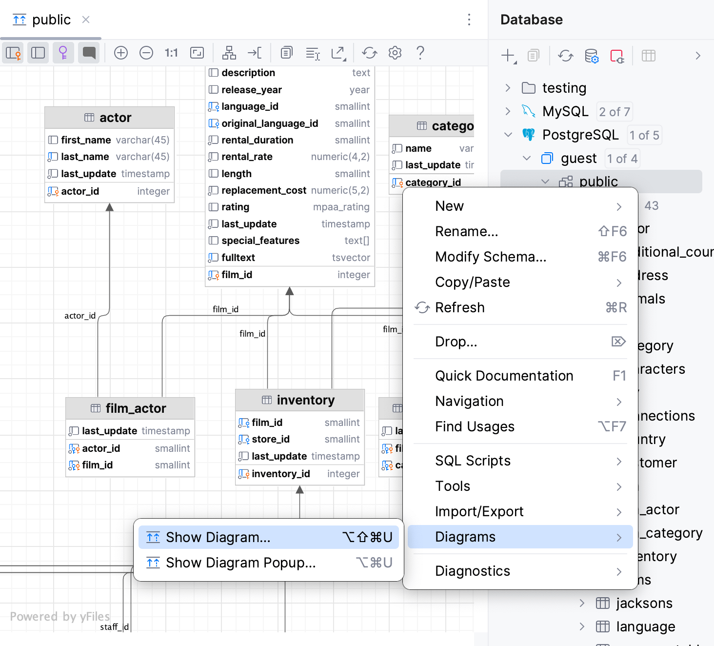 Generate a diagram for a database object
