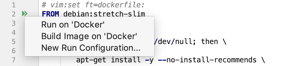 The Run on Docker popup