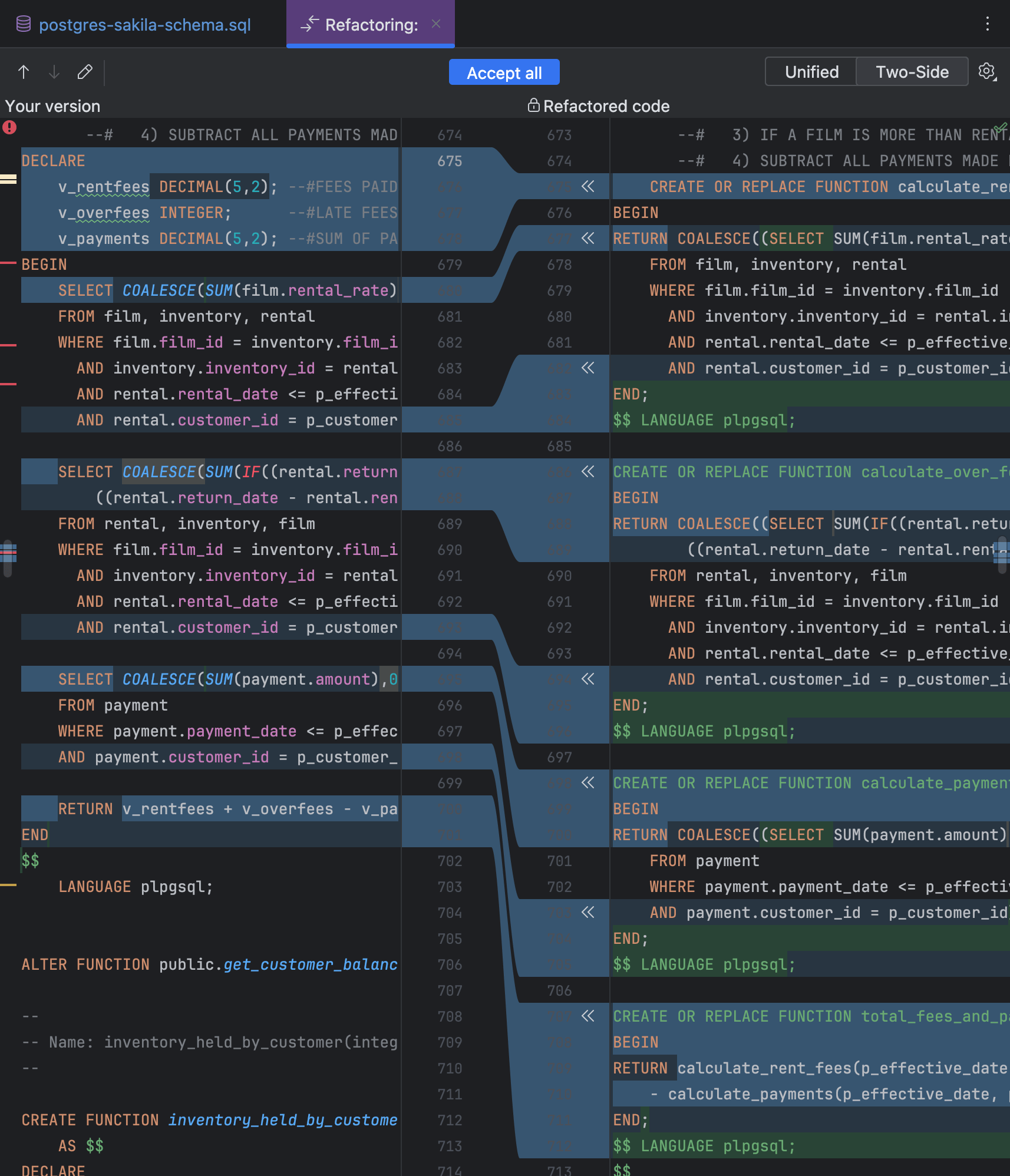 Use AI Prompts To Explain And Refactor Your Code | DataGrip Documentation