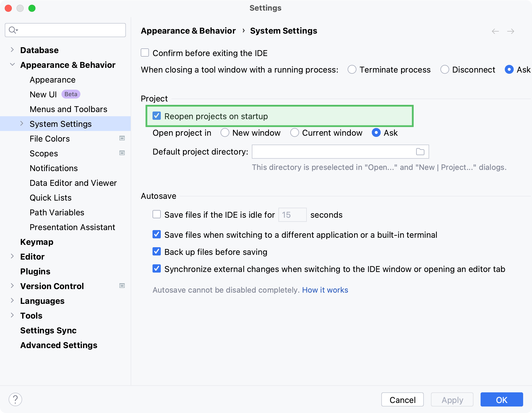 the System Settings page in Settings