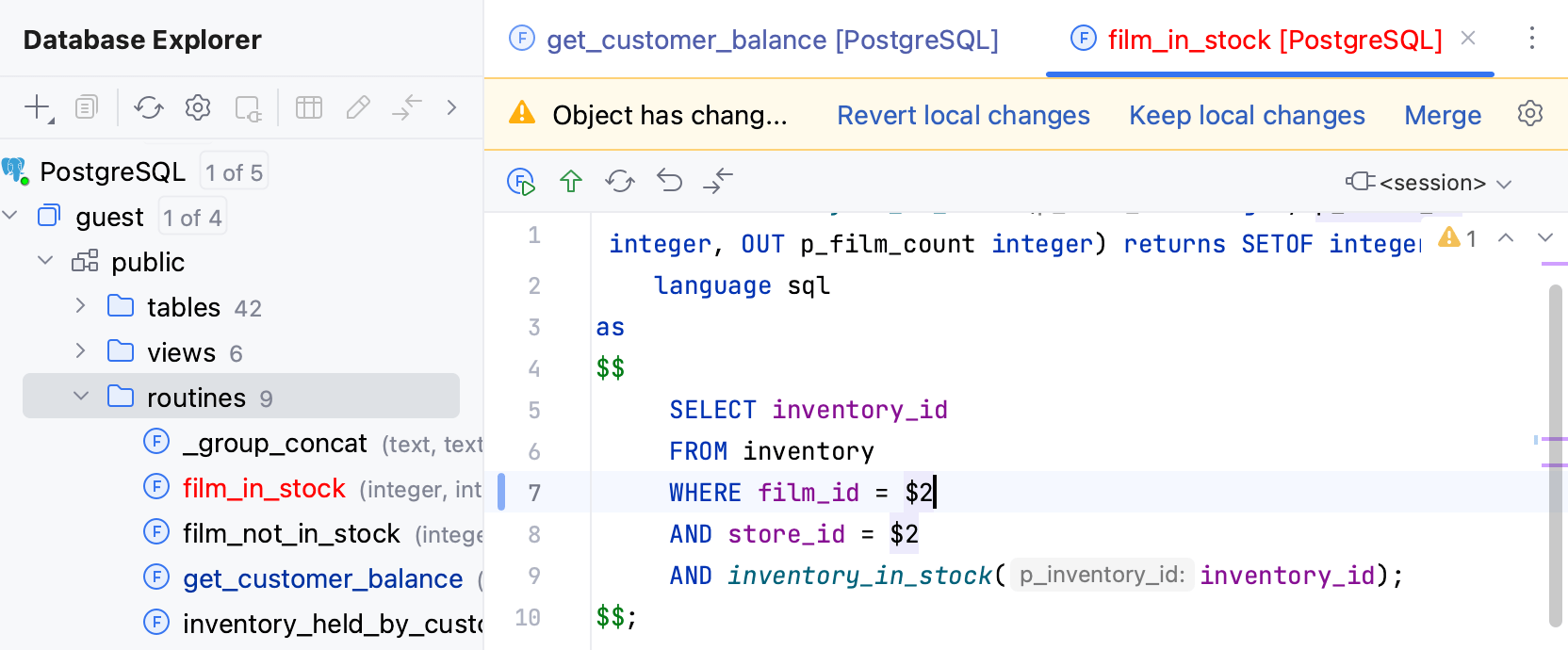 Colors of database objects