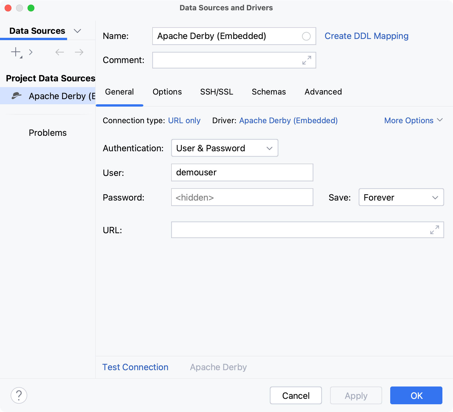 Database connection details