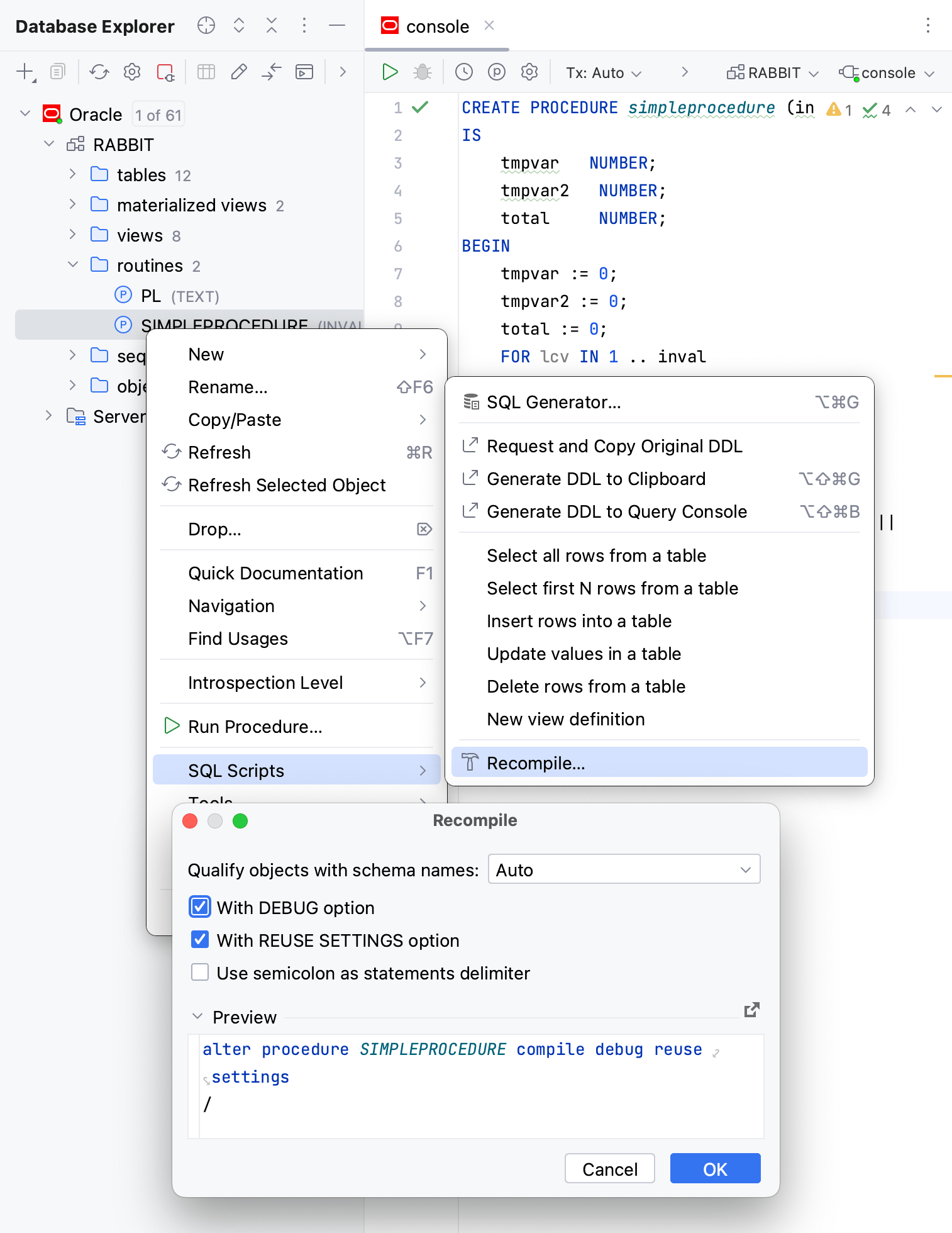 Compile code for debugging