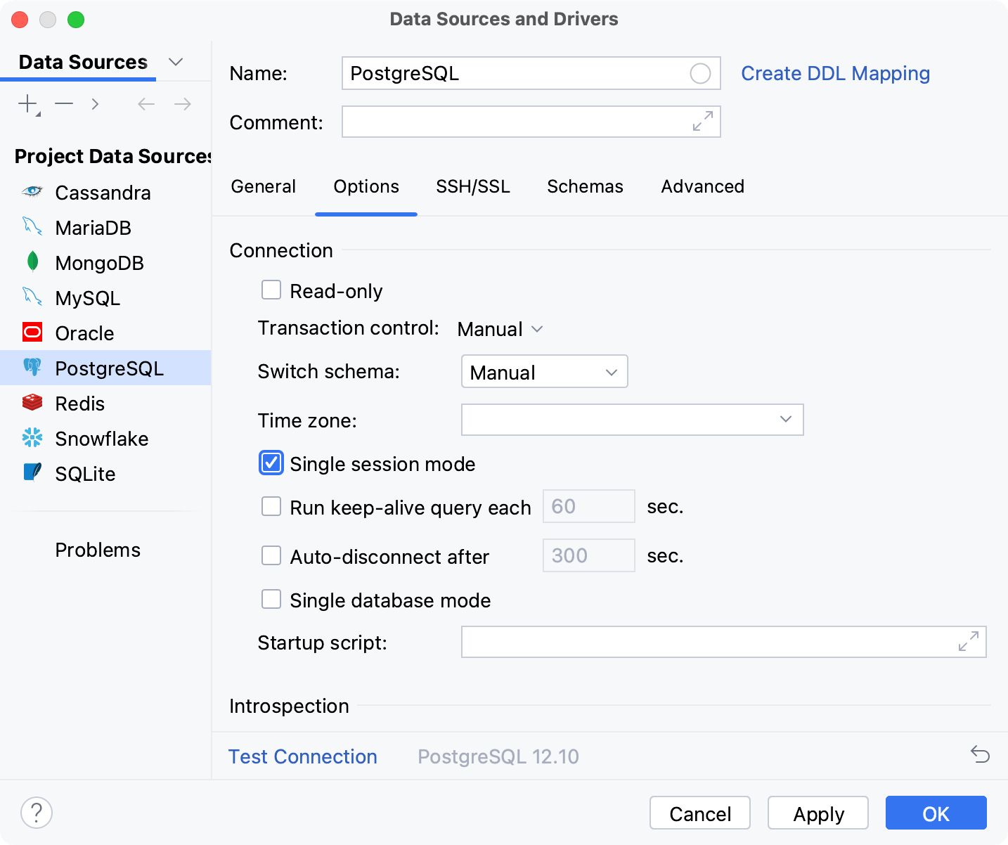 Enable the single session mode