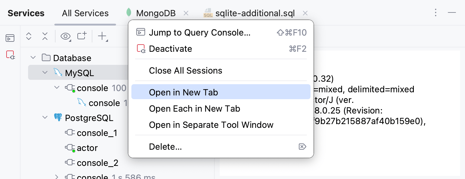 Move a session or a data source to a separate tab