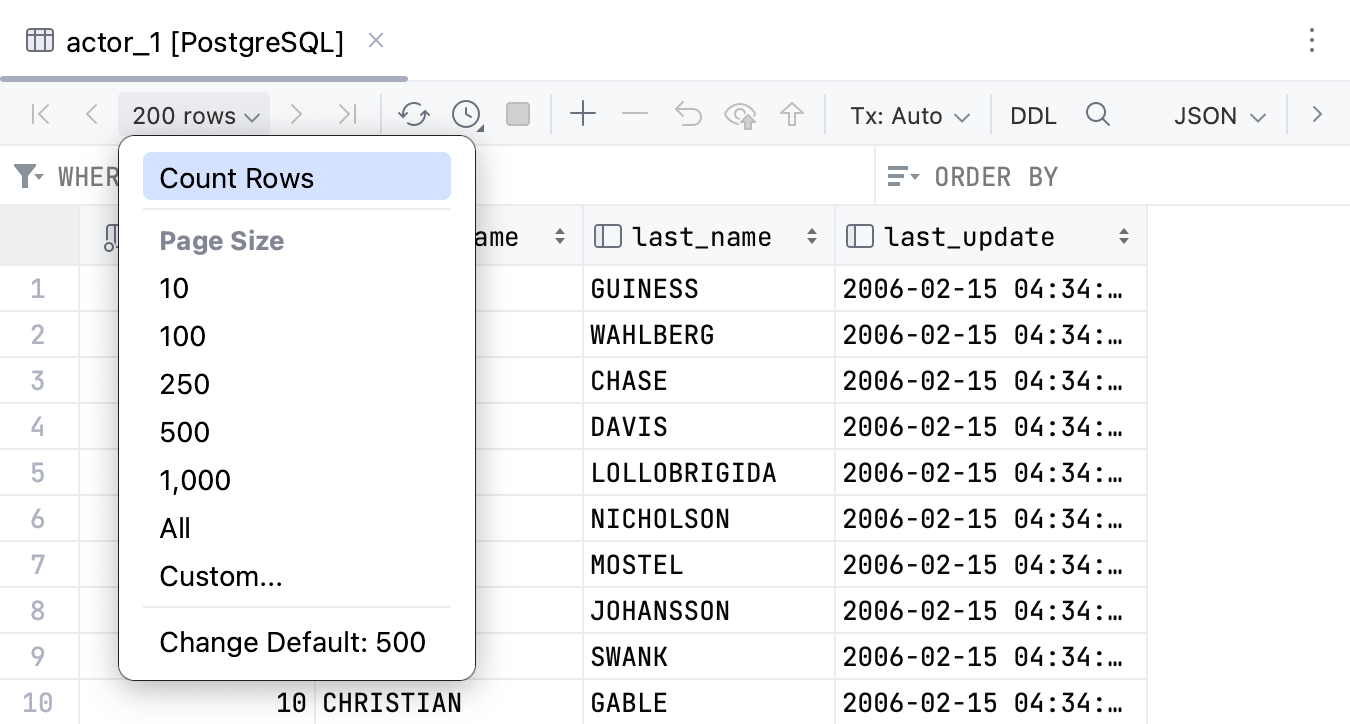 Rows DataGrip Documentation