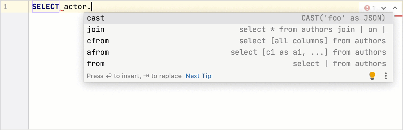 Example of postfix completion