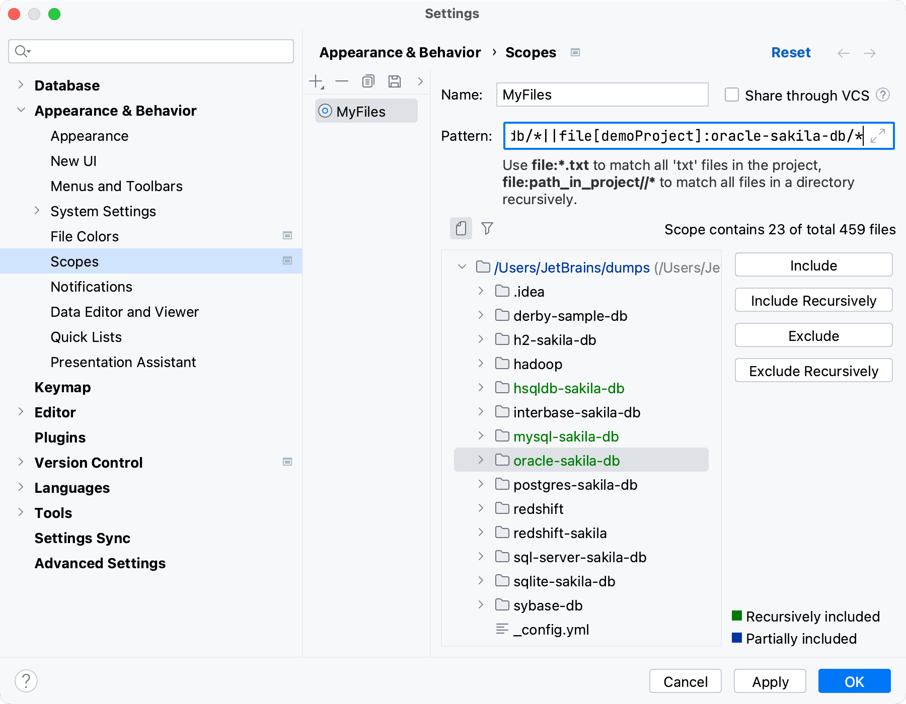 A new scope with added files and folders