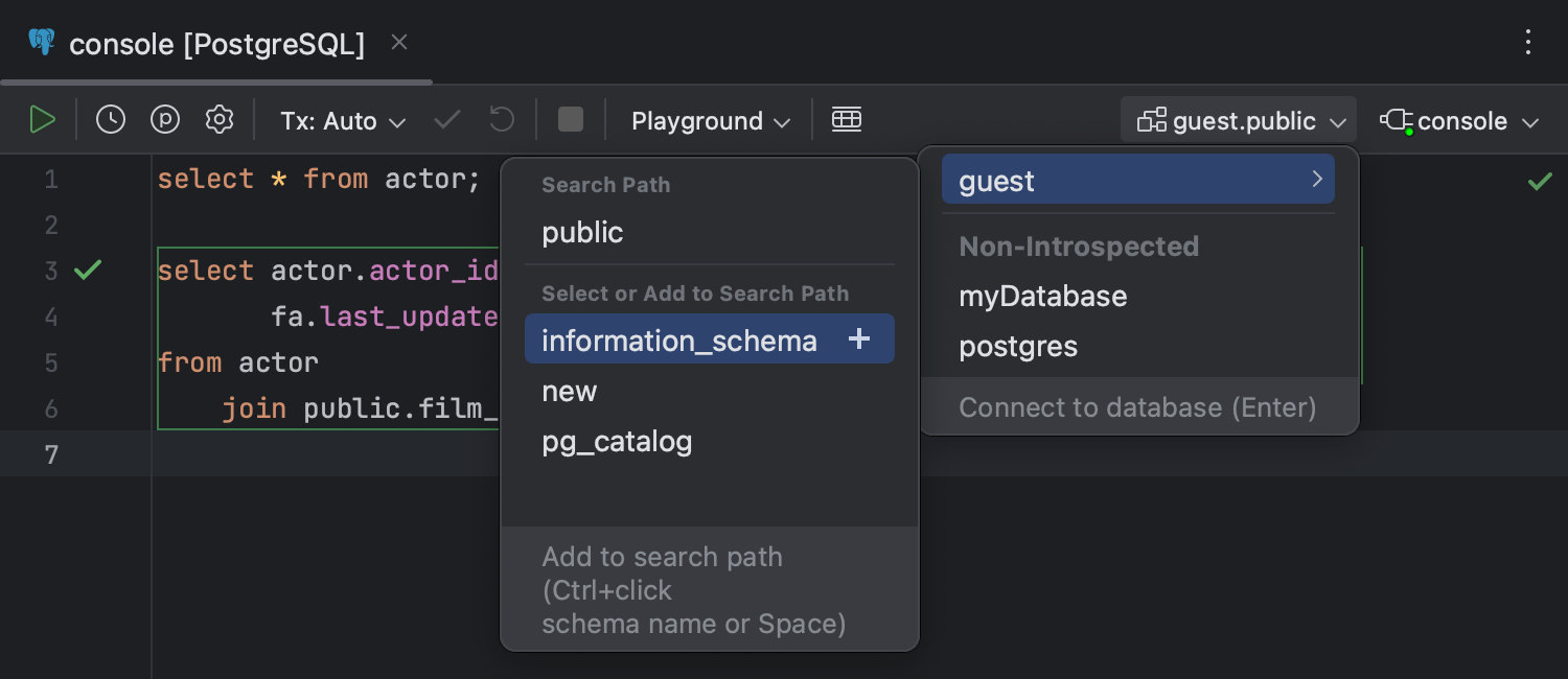 Select a search path for PostgreSQL