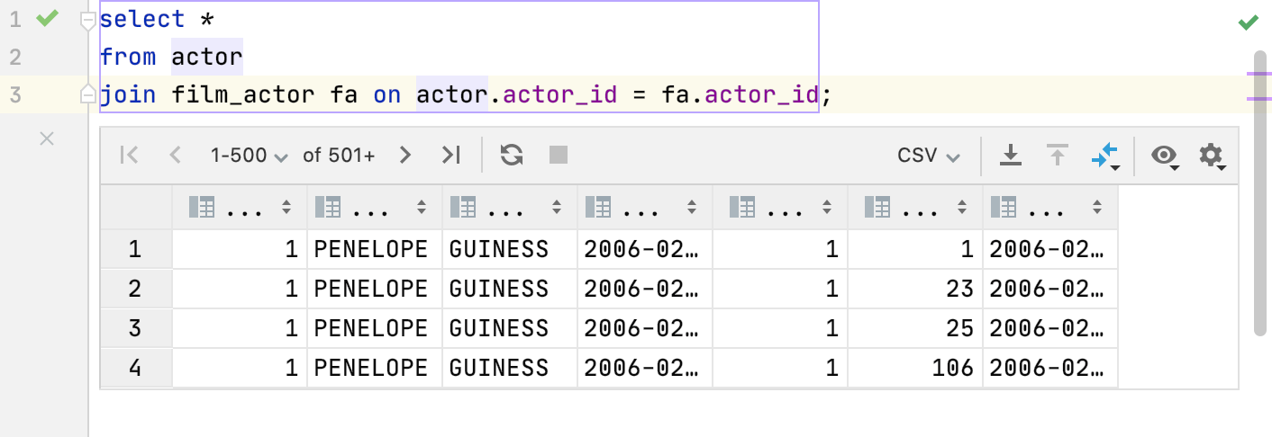 Show output results in editor