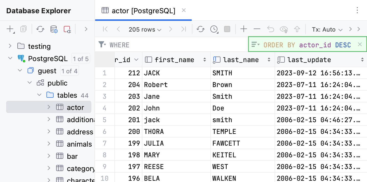 Sort table data by a numeric primary key