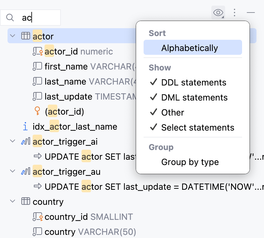 Structure tool window