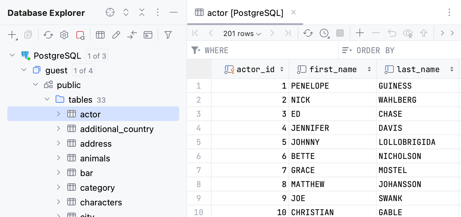 Working with tables