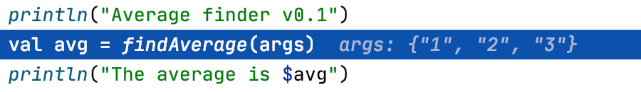 Inline debugging shows variable values right at the line where the respective variables are used