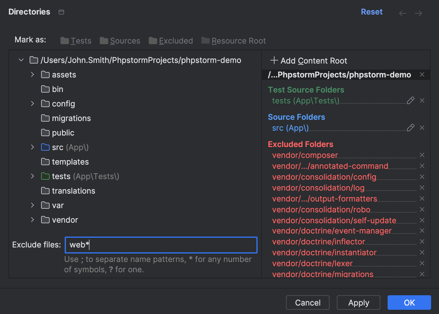 Excluded files and folders PhpStorm Documentation