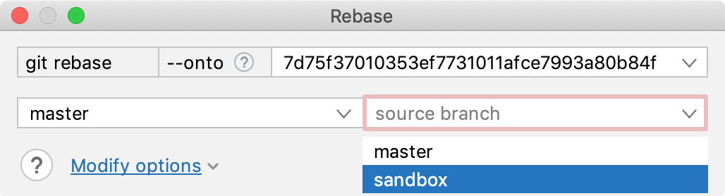 Apply changes from one Git branch to another | PyCharm Documentation