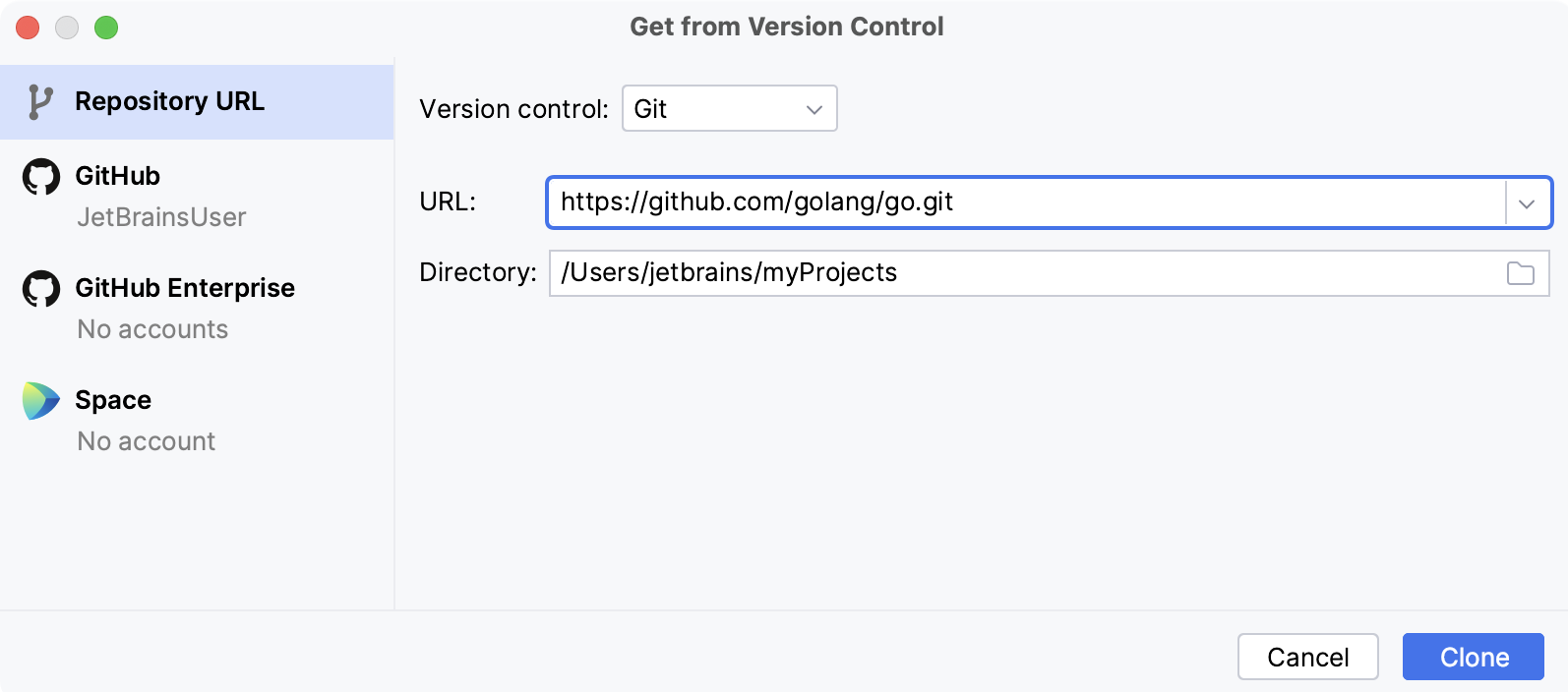 Clone a repository