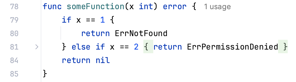 Code folding options: Single-line return statements