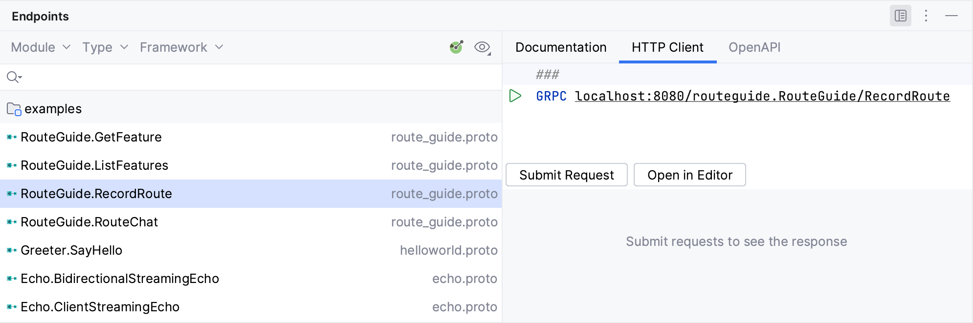 Endpoints tool window: HTTP Client tab