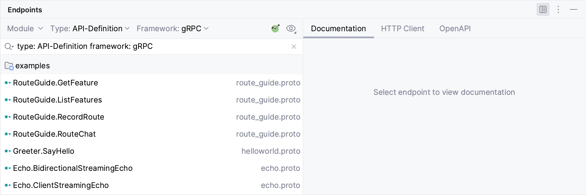 Endpoint tool window: filter by module