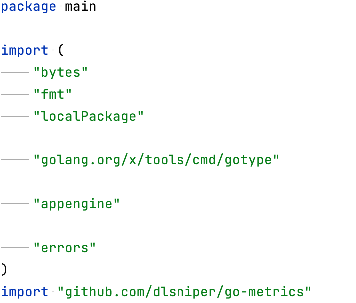 goimports Sorting type