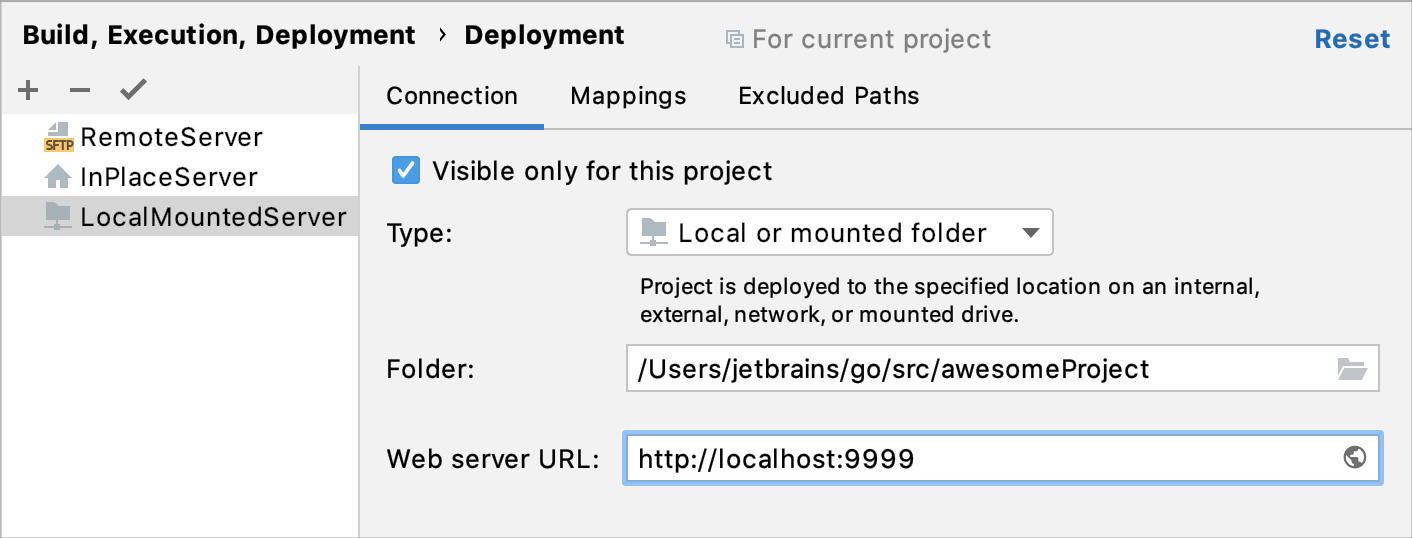 Local or mounted server configuration